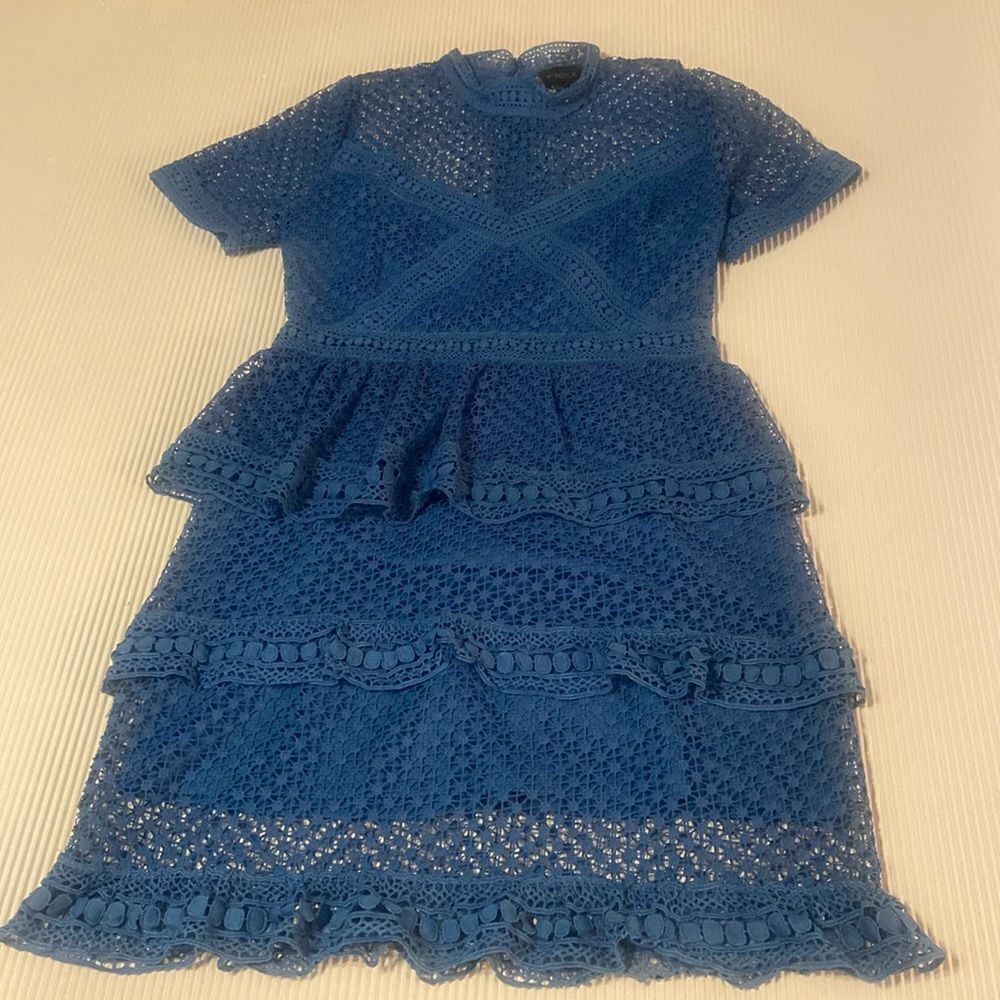 Ladies size Large Lace Layered Blue Dress Kindle